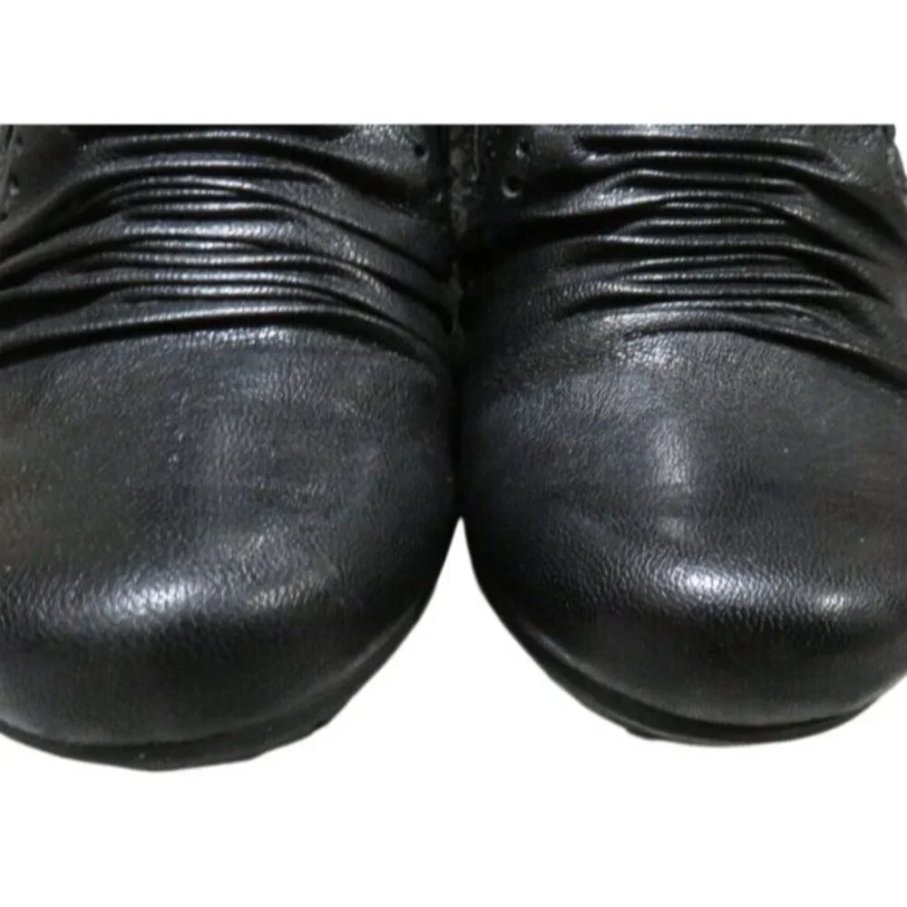 Bare traps Classic Black Quality Ruched leather stacked heel ankle boots